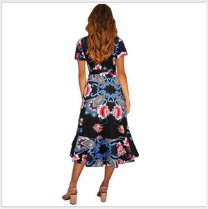 611 Kvinnors Jumpsuits, Casual Dresses, Rompers Kjol Floral Klänning Med Ärmlös Klänningar Nuevo Estilo Vestido Par Chicas Mujeres WT19