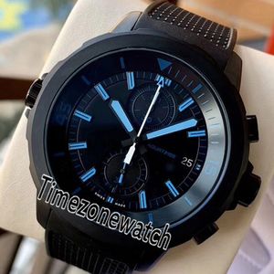 Edition 50 Years Science For Galapagos IW379504 Quartz Chronograph Mens Watch PVD Steel Black Dial Blue Markers Rubber Timezonewatch E88b2