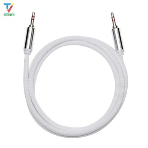 3.5mm Auxiliary AUX Extension Audio Cable Unbroken Metal Fabric Braiede Male Stereo cord 1.5M for Samsung Speaker Tablet PC