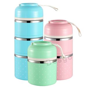 1/2/3 Layer Cute Thermal Lunch Box Przeszczepiony Ze Stali Nierdzewnej Bento Box Kids Przenośny Picnic School Container Tableware DBC BH2783