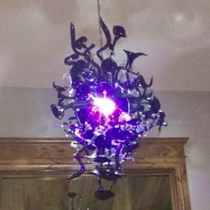 Vintage Design Purple Color Style Art Chandeliers LED lights Blown Glass Crystal Pendant Lamps