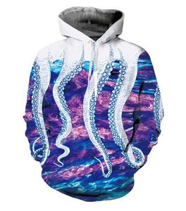 Nowy moda styl harajuku swobodny druk z kapturem 3D Galaxy Spave Octopus Mężczyźni / kobiety jesień i zimowe bluzy płaszcze BW0175