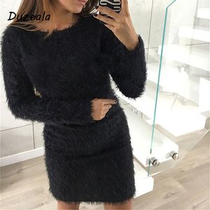 ファッション冬の豪華なセータードレス女性パーティーナイトボディコンクリスマスブラックの服セクシーな小型包帯ニットドレス