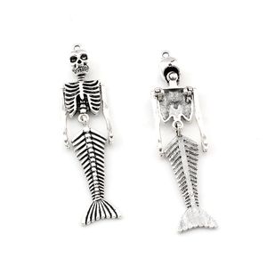 10pcs Mermaid Corpo de esqueleto do crânio do vintage em forma de pingentes colares pingentes Para fazer jóias encantos DIY Holloween A-494