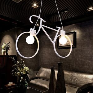 Lampade a sospensione per interni Retro Nordic Modern Iron Lampadario per bicicletta Cafe Illuminazione LED Loft Bar Lampada da soffitto Camera da letto Droplight Store Home Decor Gift