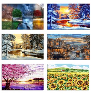 best selling Frameless Digital painting diy Oil Painting By Numbers tree landscape Modern wall art canvas pictures hanging For Living Room home decor