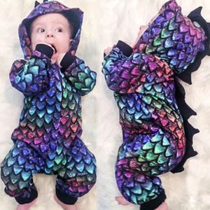 Pagliaccetto per neonati Abbigliamento per bambini Dinosauro a maniche lunghe Pagliaccetti per bambini INS Autunno Moda Cute Infant Tuta Autunno Body