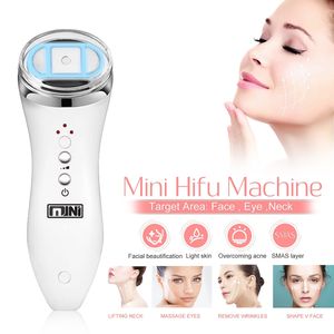 Ultrassom focalizado de alta intensidade Mini HIFU RF LED Ultrassom Antienvelhecimento Cuidados com a pele facial Aperte o levantamento Remoção de rugas Máquina de beleza