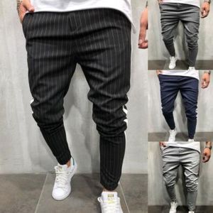 Mens Jogger Fashion Pants Stripe Urban Straight Casual Trousers Slim Fitness Long Pant Size S-3XL