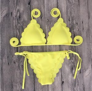 Womens Two Piece Bikini Swimsuits Sexy Summer Designer Bathing Suit Triangle Side Knot Thong Swimwear Free Shipping