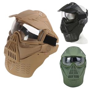 Tactical PC-lins Paintball Mask med nackbaffla utomhus Airsoft Shooting Skyddsutrustning Full Face NO03-301