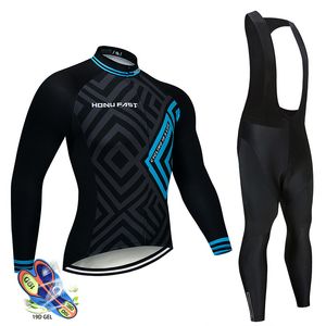 2019 Maglia da ciclismo da uomo Set manica lunga Abbigliamento da bici Maillot Ropa Ciclismo Hombre Abbigliamento da bicicletta 19D GEL pantaloni con bretelle roupa ciclismo