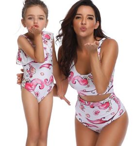 Topp design 2020 sjöjungfru en bit hög midja flash mamma dotter förälder barn print sexig yakuda flexibel stilig leopard print bikini set