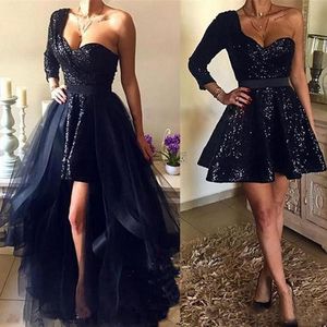Sequins With Detachable Overskirt Evening Dress One Shoulder Formal Event Party Gown Plus Size Custom Made