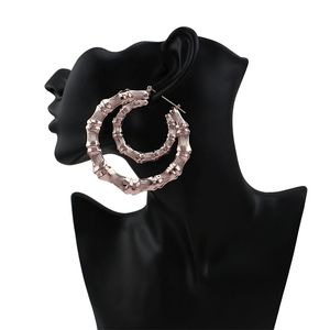 Grandi orecchini a doppio cerchio alla moda per le donne vendita calda occidentale semplice orecchino huggie Gioielli di moda esagerati 2 colori oro rosa dorato