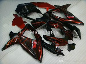 Motorcycle OEM Kit de Feira para Suzuki GSXR600 GSXR750 2008 2009 2010 Black Red Flames Feeterias GSXR 600 750 08 09 10 Moldagem por injeção XC21