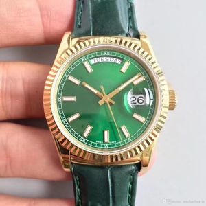 Luxury Watches for men Green Dial 36MM 18K Gold Triangle Crack Bezel Automatic Movement watches