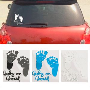 Wholesale black board stickers for sale - Group buy Refective Car Sticker Lovely Letter Baby on Board Baby Footprints Stickers Auto Safety Warning Window Sticker Black White