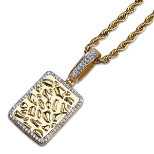 Gümüş Kaplama Mücevher Etiketleri toptan satış-Hip Hop buzlu Out Kare Etiketler Zirkon Kolye Kolye Altın Gümüş Kaplama Mens Bling Takı Hediye