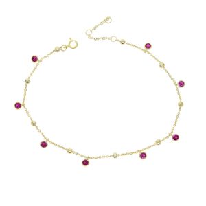 Partihandel - CZ Drop Anklet Foot Smycken Guldpläterad Beaded Chain CZ Station Elegans Kvinnor Tjej Presentkedja Anklet 21 + 5cm