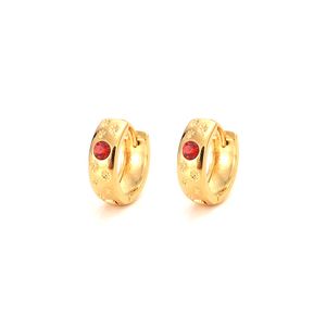 Luxury Lovely Kid Little Girls Jewellery Security Safety red CZ Princess Round Gold Solid Fine Huggies hoop earrings Jewelry