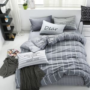 Hem Textil Fyra Piece Cotton Nordic Fashion Simple Ins Wind Quilt Bedding Full Bomull Dubbelrum