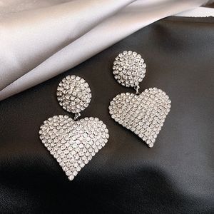 A forma di cuore moda-sveglia placcato Strass Orecchini nuziale di cristallo ciondola abito da sposa ragazze di regalo per la festa di Natale