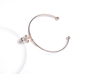 Wholesale-New rose gold shrink open bracelet for women simple and versatile accessories zircon bear bracelet