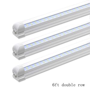 6000K White 6ft 42W Integrated Double Row LED T8 Tube Light 4200lm SMD2835 1,8 m LED-lysrörsbelysning AC100-305V