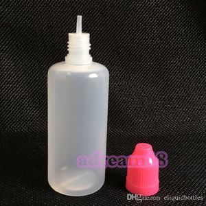 1000pcs e 액체 병 60ml 빈 드롭퍼 LDPE 병 2oz 플라스틱 어린이 방송 캡 긴 얇은 바늘 팁 오일