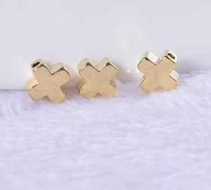 100PCS 6MM Gold Color Plated Metals Brass Cross Shape Spacer Beads Bracelet Beads High Quality Diy Jewelry Accessories