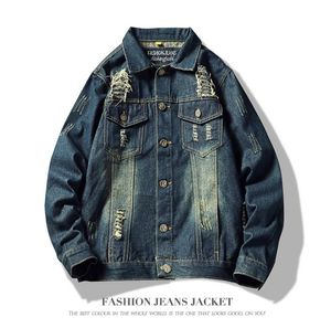 New Design Young Fashion Denim Jacket Men Loose Men Coat Outwear Turn-down Collar Male Casual Jeans Jacket