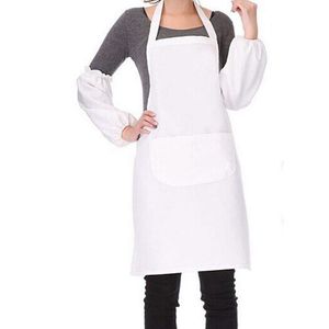 Halter-neck estilo mangas cozinha cozinhar avental com bolso casa restaurante pano branco senhora homens mulheres aventais qw9657