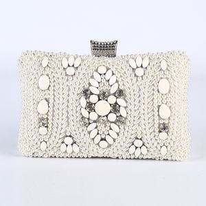 Handbags gemstone evening bag pearl classic handmade beaded bag banquet clutch Women Party handbag