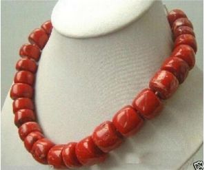 Spedizione gratuita ++ +809 Collana di corallo rosso naturale moda perle grandi 18 