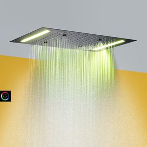 Rain and Atomizing Badrumduschhuvud 110V ~ 220V Växling Aktuell LED -pekskärmskontroll Bad Top Shower Mixer Facet Set