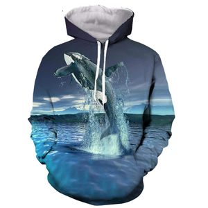 killer whale stampato in 3D uomo donna felpa con cappuccio moda grafica felpa con cappuccio casual streetwear pullover