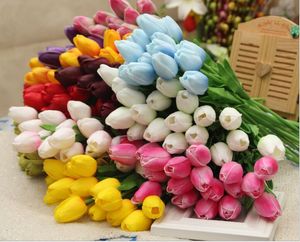 Tulip Artificial Flower Latex Real Touch Bridal Wedding Bouquet Home Decor nosegay posy supply on sale G233