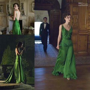Hunter Green Dress von Keira Knightley aus dem Film Atonement, entworfen von Jacqueline Durran, langes Promi-Abendkleid