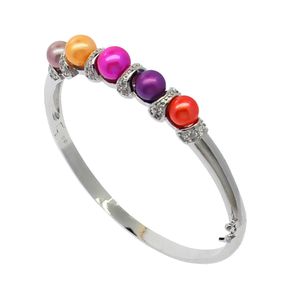 Braccialetto di perle d'acqua dolce naturale intarsiato in argento 925 6-7mm gioielli di perle colorate modelli femminili regali di festa squisiti di lusso