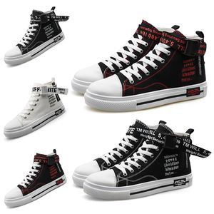 Wholesale men chinese canvas shoes resale online - High quality womon mens Canvas Shoes Black White Red Platform designer sneakers mens trainers Homemade brand Made in China size