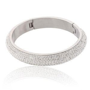 New Luxury Designer Titanium Stainless Steel Bling Black Diamond Womens Bangle Bracelet Allergy Proof Jewelry Gifts for Women Wholesale