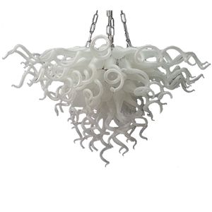 Modern White Crystal Chandeliers for Livingroom Bedroom Indoor Lamp Lustres Hand Blown Glass Chandelier Light Fixture