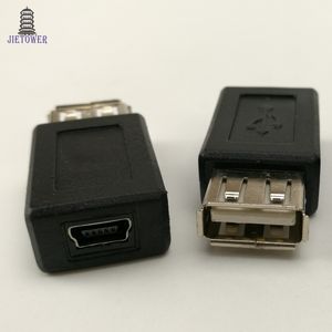 500pcs / mycket höghastighets USB 2.0 Skriv en kvinna till mini USB 5pin B Kvinna Converter Connector Charger Transfer Data Sync Adapter