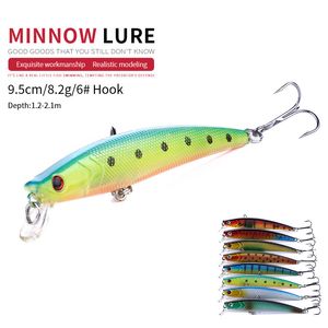 NEWUP 7PCS 8.2cm 9.5g высокого качества Minnow рыболовную приманку 3D Eye Bass Topwater Жесткий приманки воблер воблер Песка рыболовные снасти