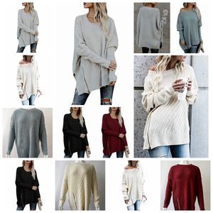 European fashion solid color sexy zipper bat sleeve off-shoulder sweater S M L XL support mixed batch