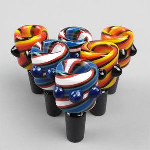 Swirl Glass Bowl Wig Wag Bowl Piece Heady Bong Slides Water Pipe Slide Bowl 14mm Bong Bowls Head For Bong Herb Slide Smoking Accessories