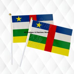 Zentralafrika Flagge Hand Stick Tuch Flaggen Sicherheit Ball Top Hand Nationalflaggen 14*21 CM 10 stücke viel