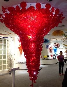 Lampor modern blomma ljuskrona ledd hem lobbyn dekoration ljuskronor inomhus belysning röd färg handblåst glas stort ljus