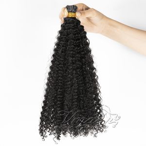 VMAE Cuticle Wyrównany Indian Surowe Virgin Pre Bonded Human Hair Keratyn Kij Prebonded Yaki Deep Wave Afro Kinky Curly I Extensions